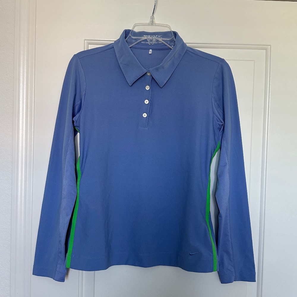 Nike Golf Women Long Sleeve Dri-FIT Stretch Tech Polo Shirt (Light Blueberry/XS)